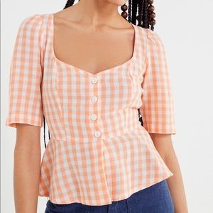 Pink gingham print urban outfitters top